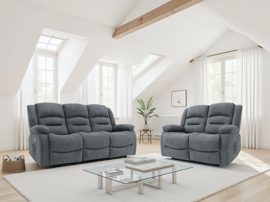 Alva Electric Recliner Sofa Graphite 3+2 Set - Comfort Furniture
