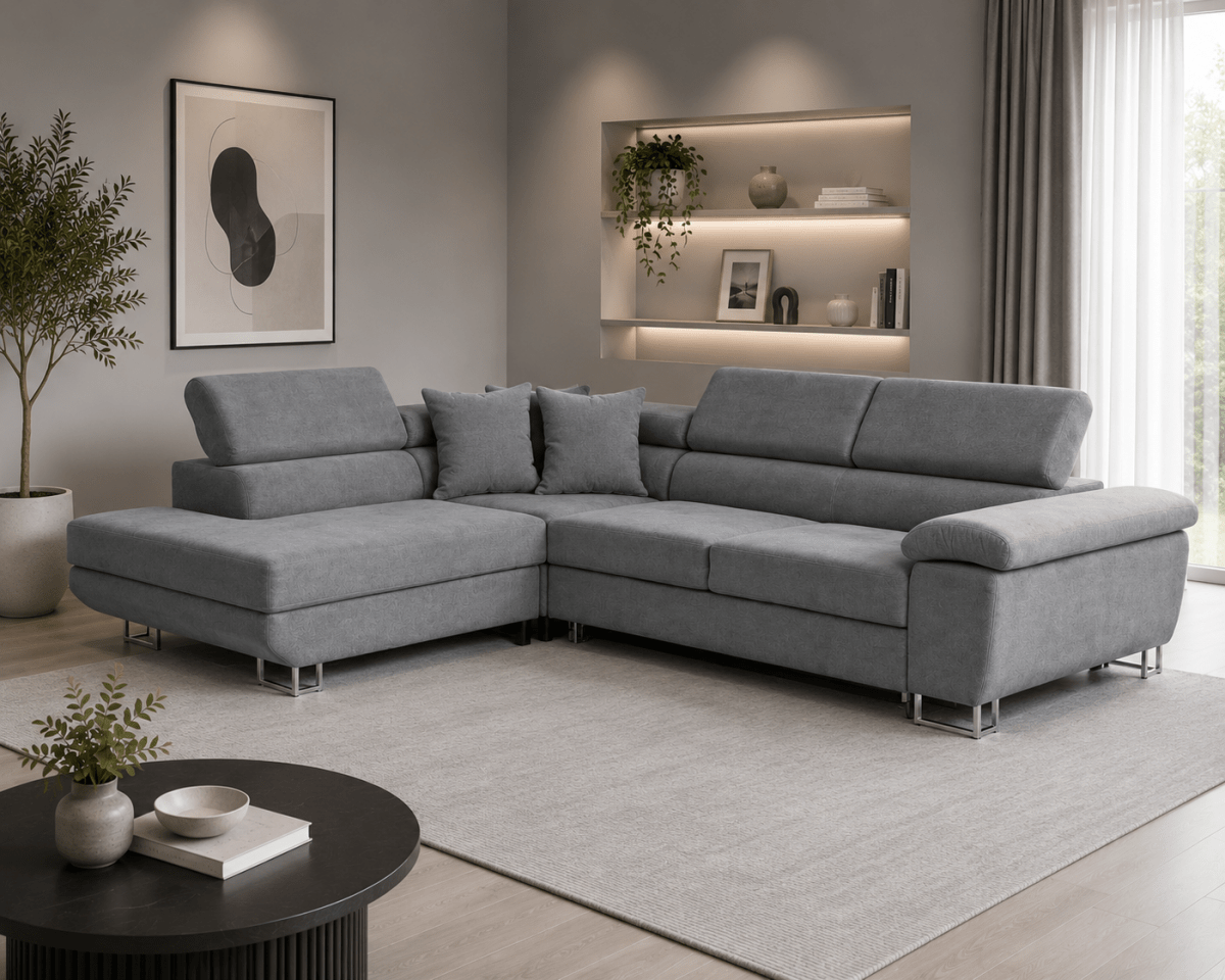 Anton Sofa Bed in Grey – Corner Sofa Bed Left & Right Hand | Comfort Furniture