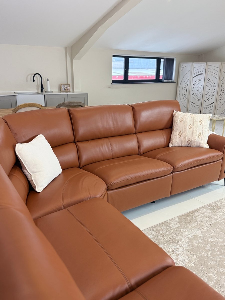 Arizona Electric Recliner Sofa Tan Large Corner - Comfort Furniture