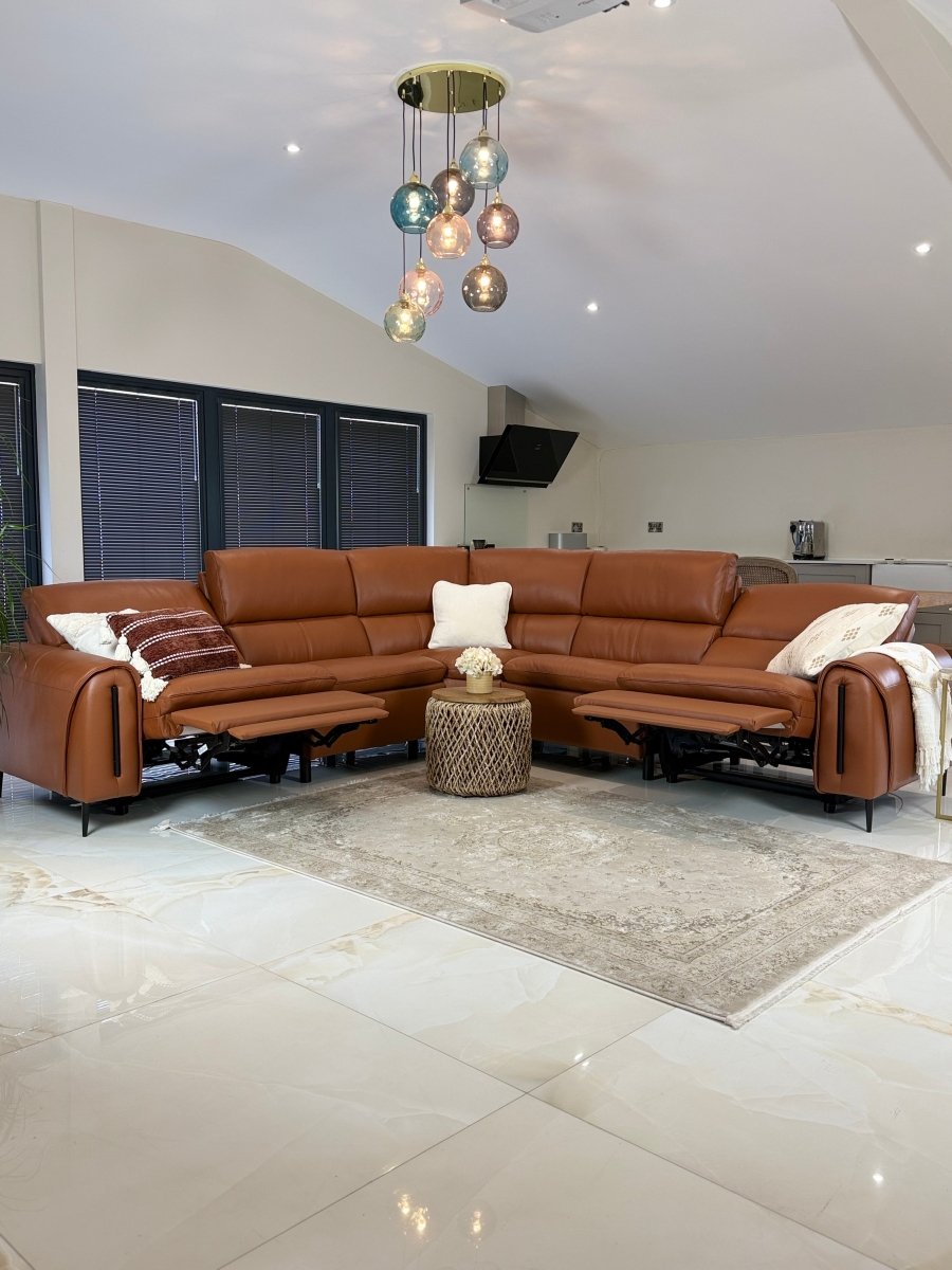 Arizona Electric Recliner Sofa Tan Large Corner - Comfort Furniture