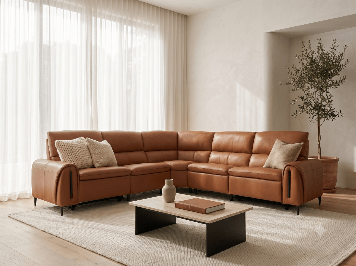 Arizona Electric Recliner Sofa Tan Large Corner - Comfort Furniture