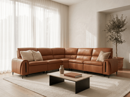 Arizona Electric Recliner Sofa Tan Large Corner - Comfort Furniture