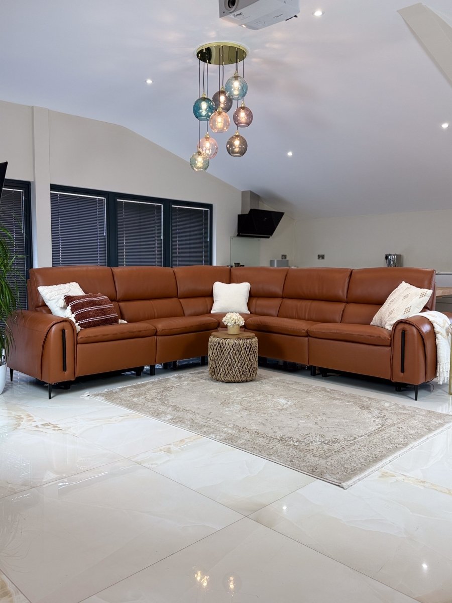 Arizona Electric Recliner Sofa Tan Large Corner - Comfort Furniture