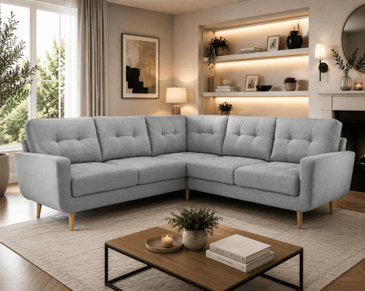 Aurora Corner Sofa in Grey – Contemporary L-Shape 230x230cm | Comfort Furniture