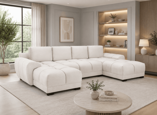 Azzuro Sofa Cream U Shape Corner - Comfort Furniture