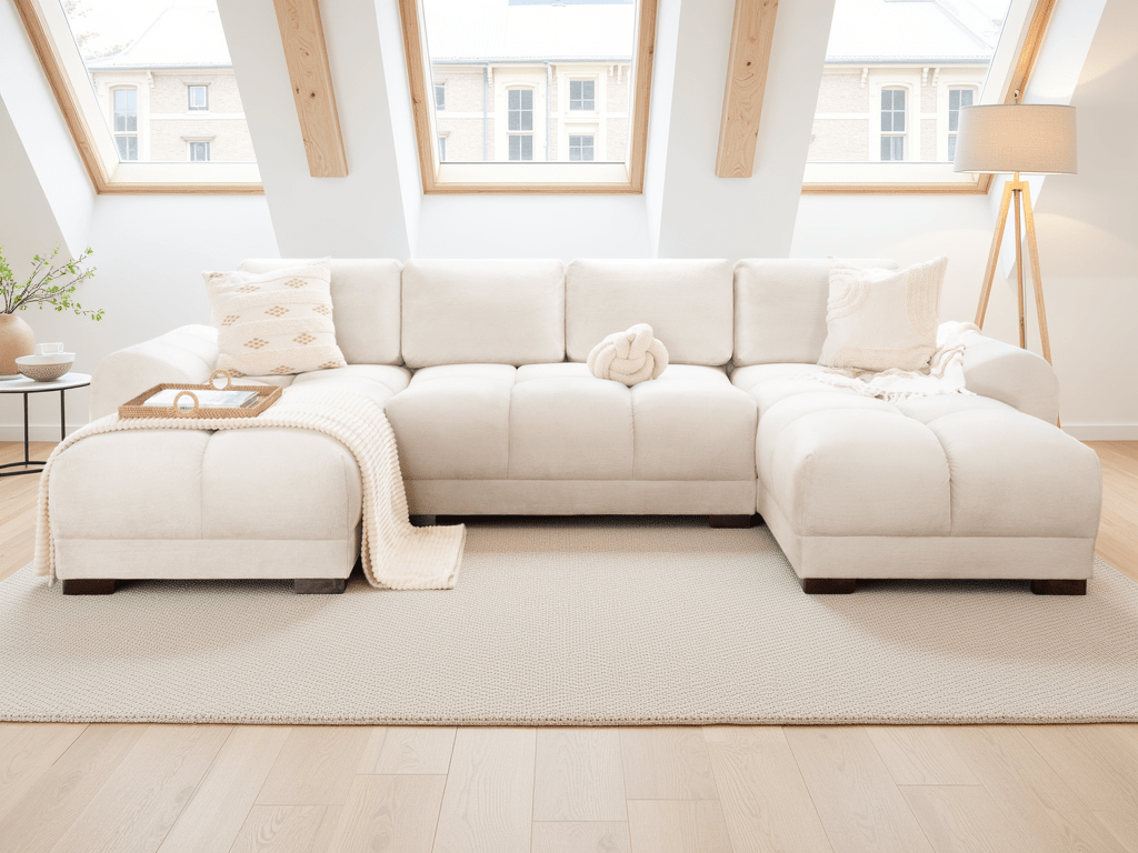 Azzuro Sofa Cream U Shape Corner - Comfort Furniture