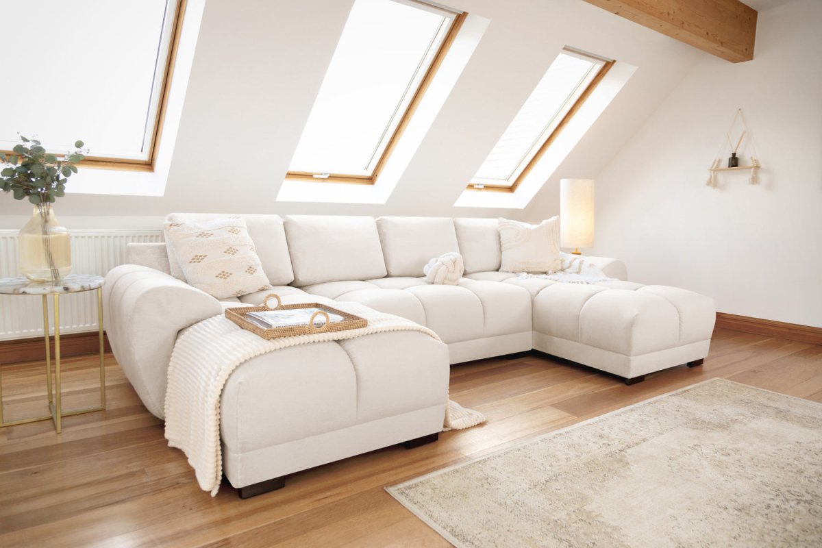 Azzuro Sofa Cream U Shape Corner - Comfort Furniture