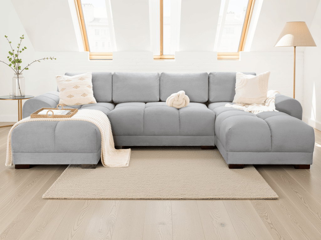 Azzuro Sofa Grey U Shape Corner - Comfort Furniture