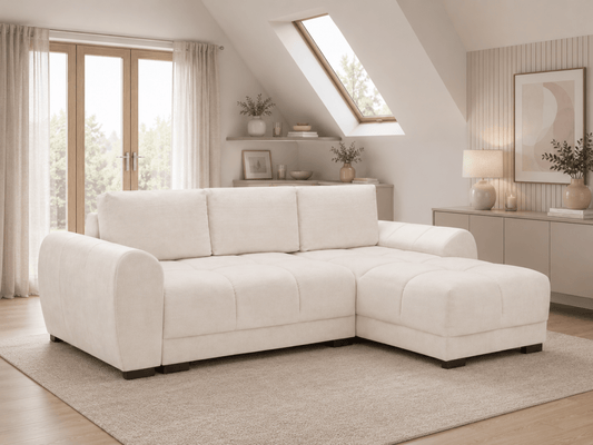Azzuro Sofabed Cream Universal Corner - Comfort Furniture