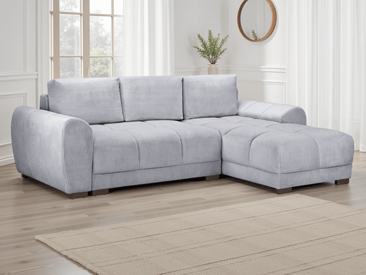 Azzuro Sofa Bed Grey Universal Corner – L-Shape Corner Sofa Bed in Grey | Comfort Furniture