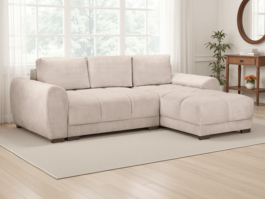 Azzuro Sofa Bed Mocha Universal Corner – L-Shape Corner Sofa Bed in Mocha | Comfort Furniture
