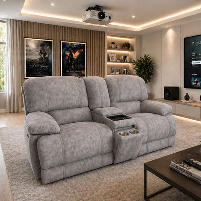 Belford 2 Seater Console Sofa – Grey Fabric - Comfort Furniture