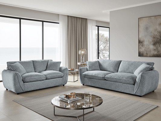 Berlin Sofa Grey 3+2 Set – Modern Grey Fabric Sofa Suite | Comfort Furniture