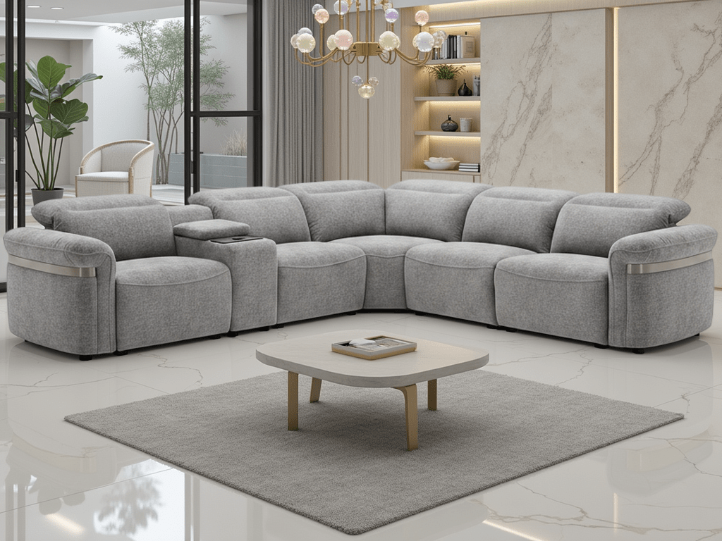 Bicester Electric Recliner Sofa Grey Large Corner - Comfort Furniture