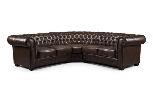 Big Corner Leather Chesterfield Sofa - Comfort Furniture