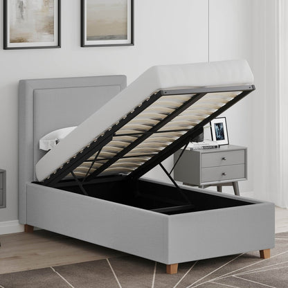 Bonnie 3' Ottoman Storage Bed Frame – Greige Fabric - Comfort Furniture