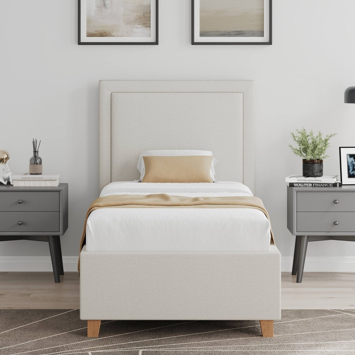 Bonnie 4' Ottoman Storage Bed Frame – Beige Fabric - Comfort Furniture