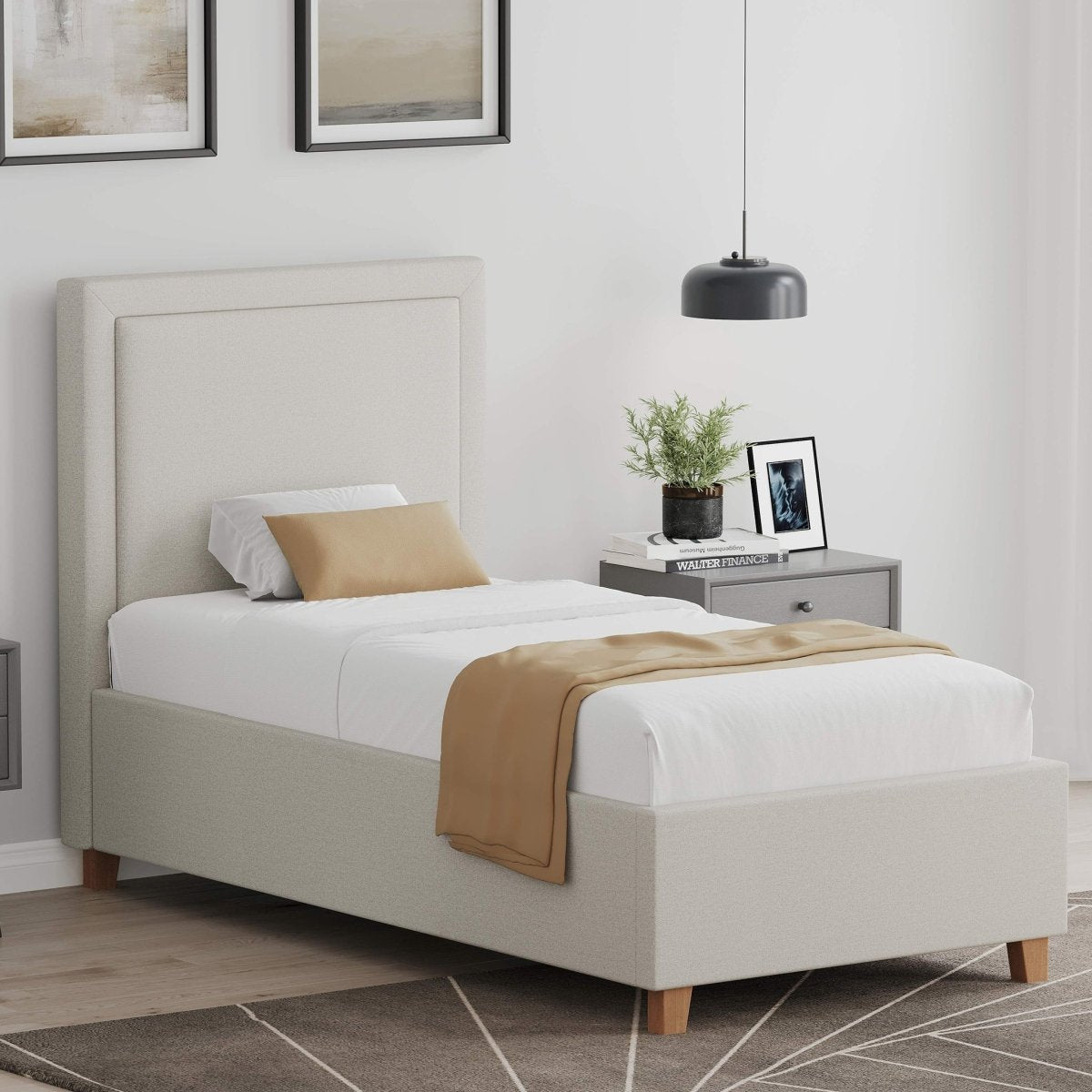 Bonnie 4' Ottoman Storage Bed Frame – Beige Fabric - Comfort Furniture