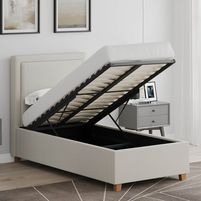 Bonnie 4' Ottoman Storage Bed Frame – Beige Fabric - Comfort Furniture