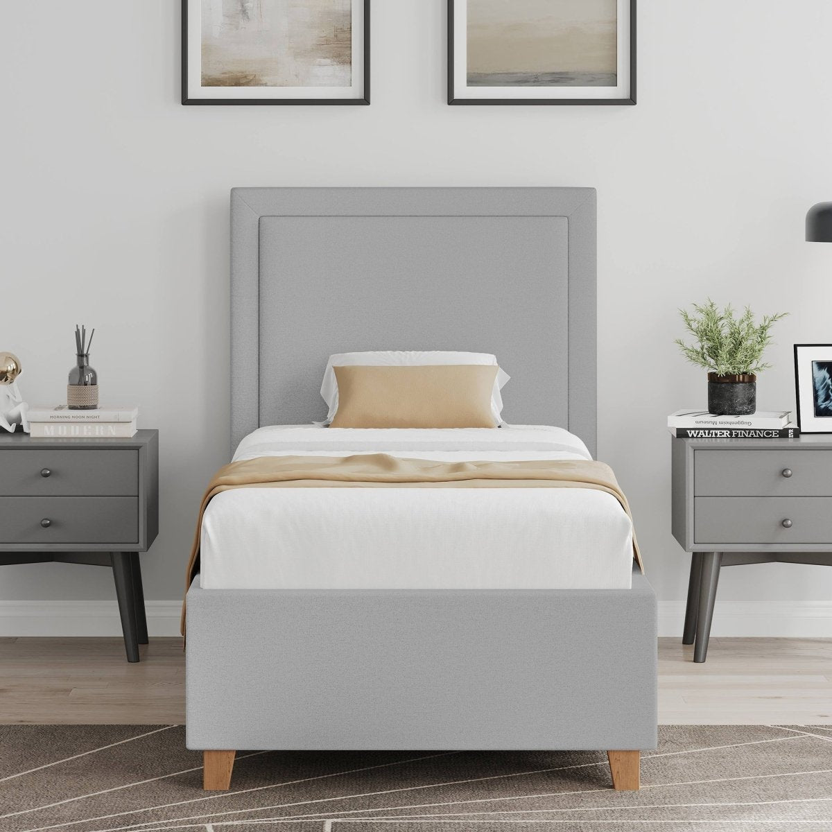 Bonnie 4' Ottoman Storage Bed Frame – Greige Fabric - Comfort Furniture