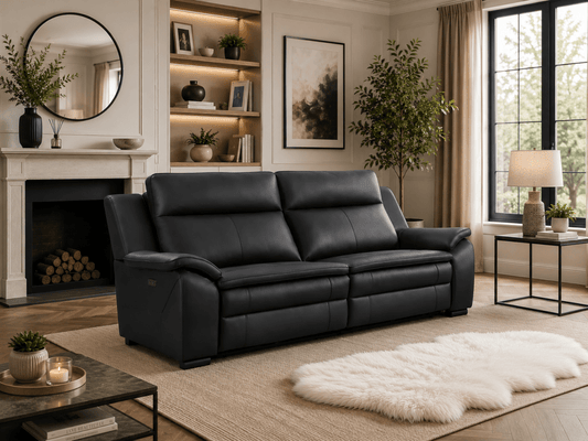 Boston Genuine Leather Electric Recliner 2 Seater Black – Leather Power Recliner | Comfort Furniture