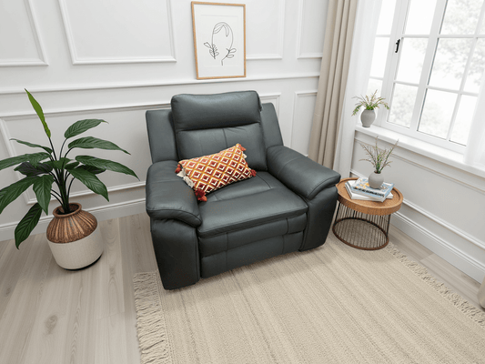 Boston Genuine Leather Electric Recliner Armchair Black – Leather Power Recliner | Comfort Furniture