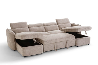 Capri Sofabed Beige U Shape Corner - Comfort Furniture