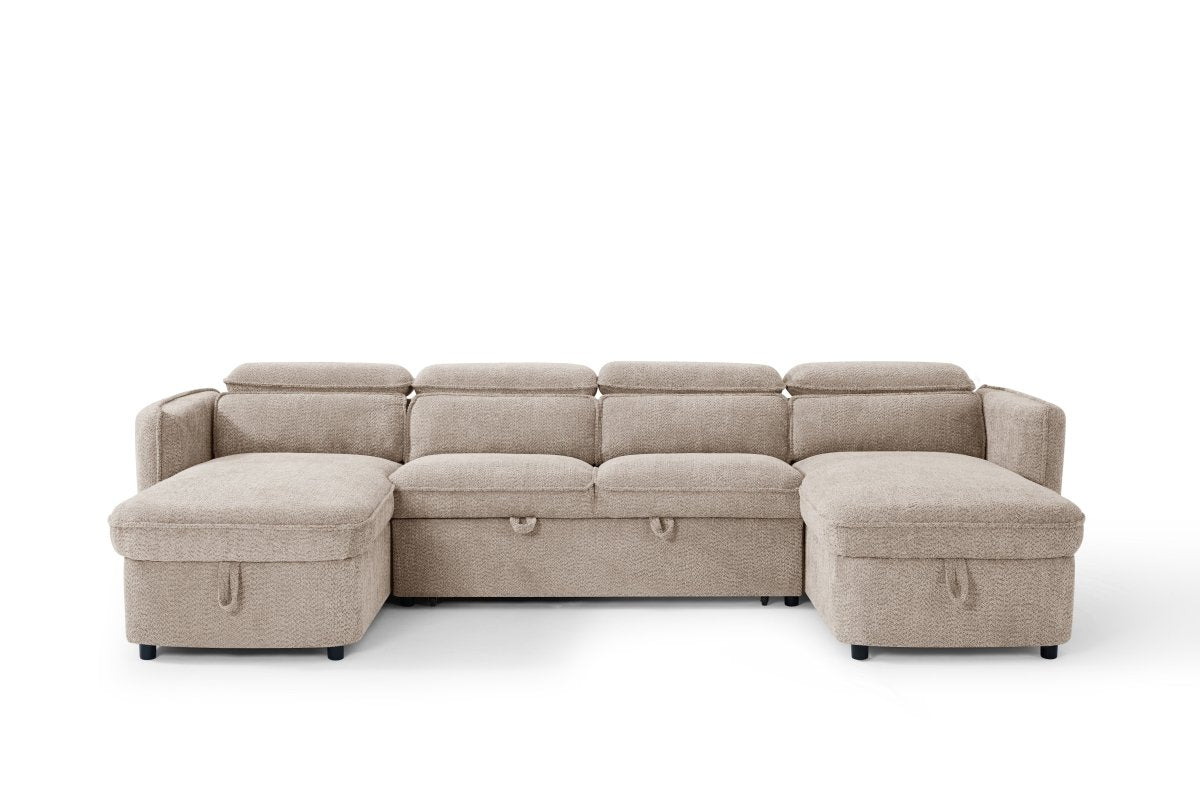 Capri Sofabed Beige U Shape Corner - Comfort Furniture