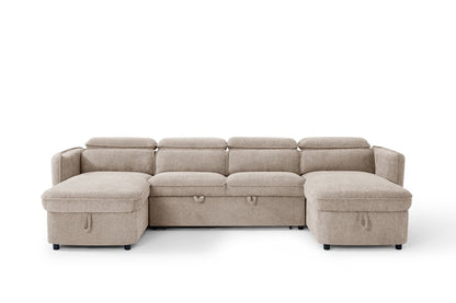 Capri Sofabed Beige U Shape Corner - Comfort Furniture