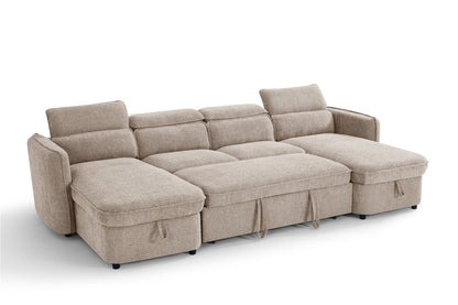 Capri Sofabed Beige U Shape Corner - Comfort Furniture