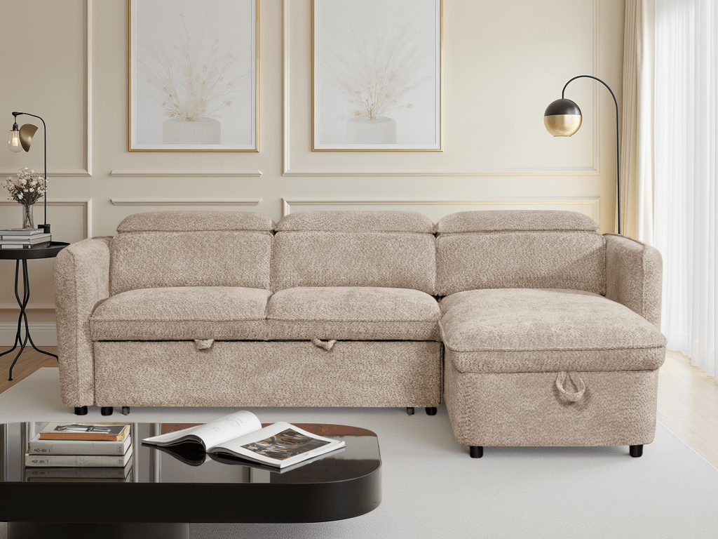 Capri Sofabed Beige Universal Corner - Comfort Furniture