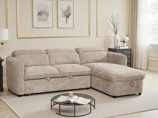 Capri Sofabed Beige Universal Corner - Comfort Furniture