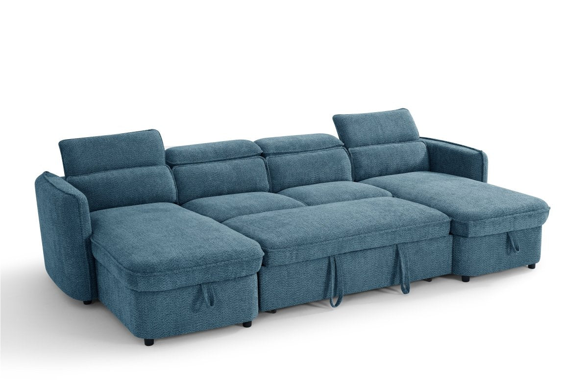 Capri Sofabed Blue U Shape Corner - Comfort Furniture