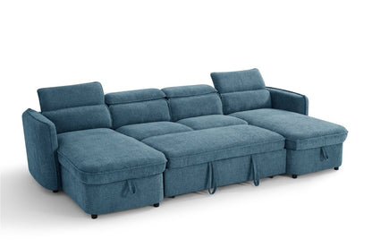 Capri Sofabed Blue U Shape Corner - Comfort Furniture