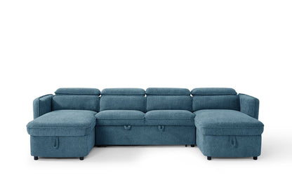 Capri Sofabed Blue U Shape Corner - Comfort Furniture