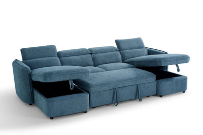 Capri Sofabed Blue U Shape Corner - Comfort Furniture