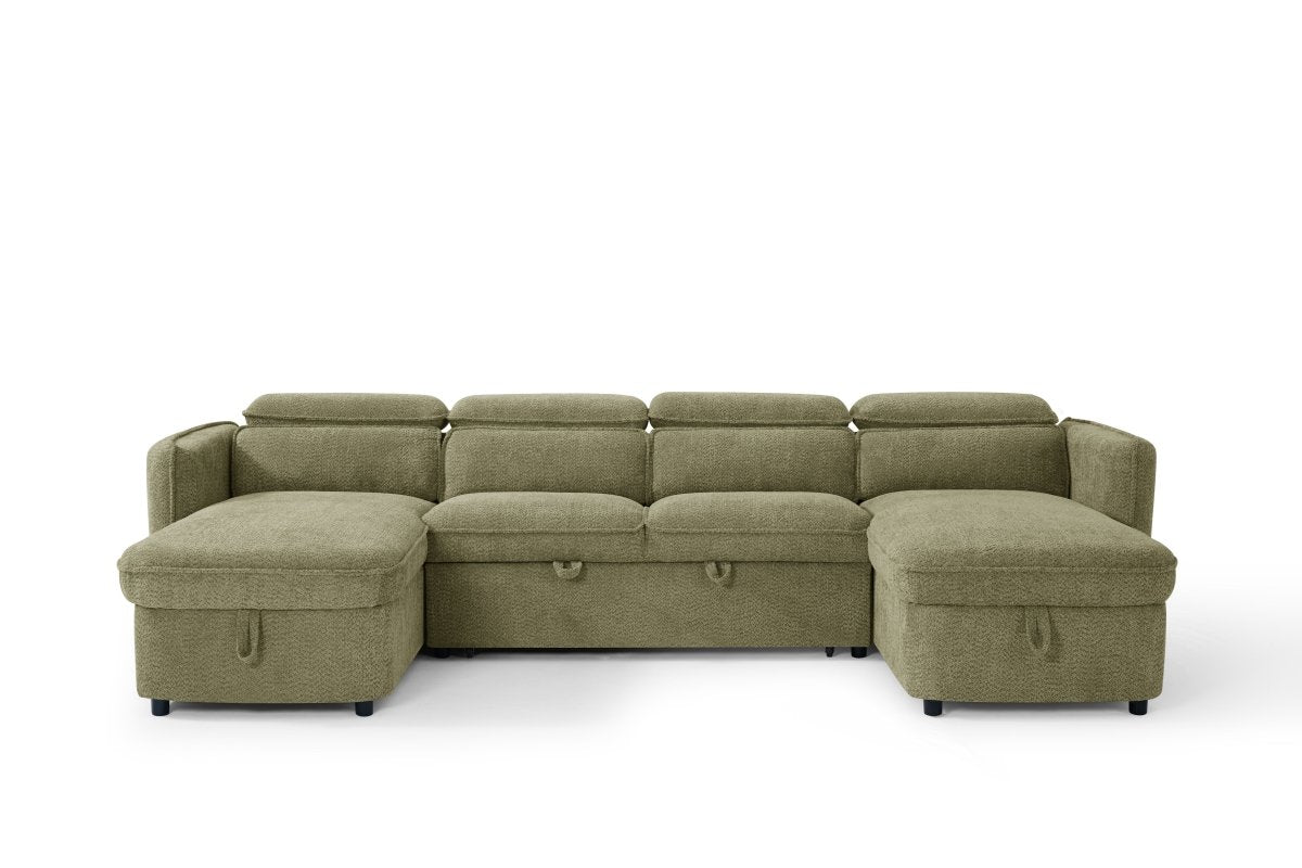 Capri Sofabed Green U Shape Corner - Comfort Furniture