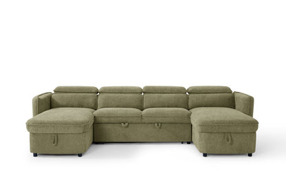 Capri Sofabed Green U Shape Corner - Comfort Furniture