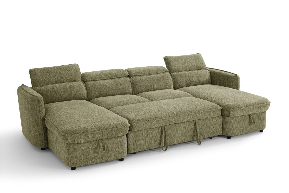 Capri Sofabed Green U Shape Corner - Comfort Furniture