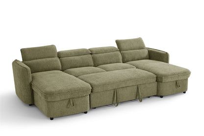 Capri Sofabed Green U Shape Corner - Comfort Furniture