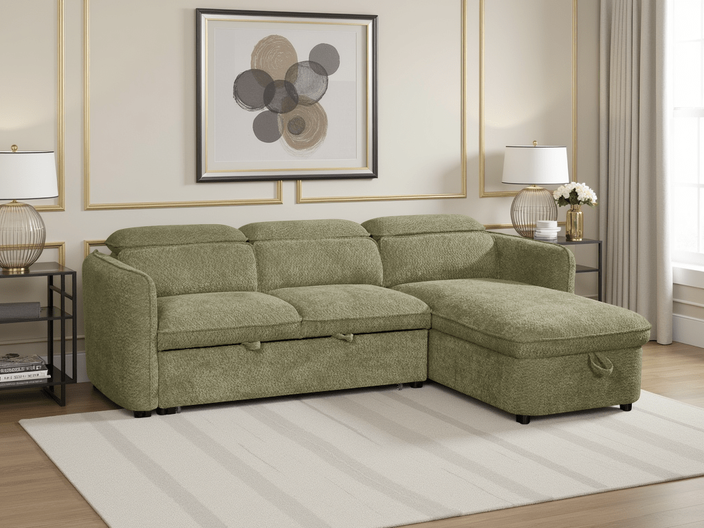 Capri Sofabed Green Universal Corner - Comfort Furniture