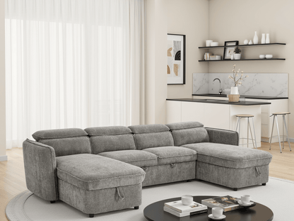 Capri Sofabed Grey U Shape Corner - Comfort Furniture