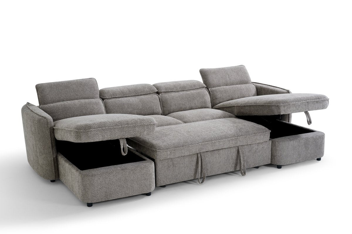 Capri Sofabed Grey U Shape Corner - Comfort Furniture