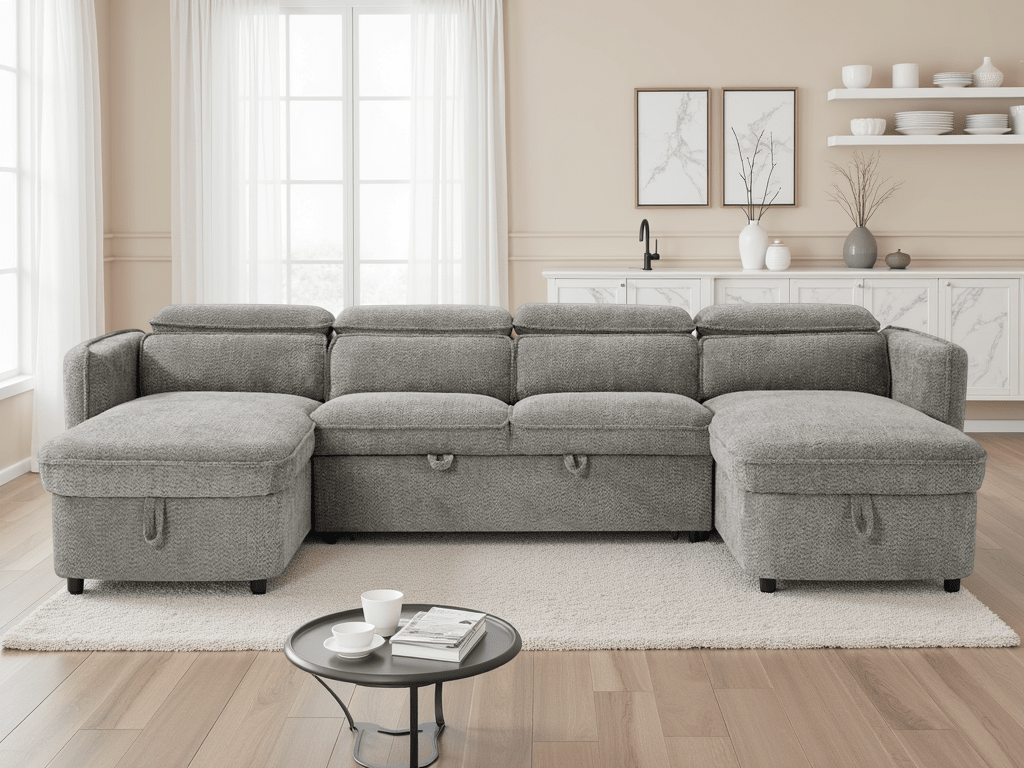 Capri Sofabed Grey U Shape Corner - Comfort Furniture