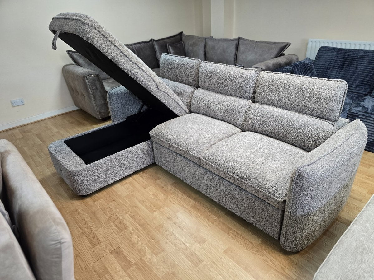 Capri Sofabed Grey Universal Corner boucle - Comfort Furniture
