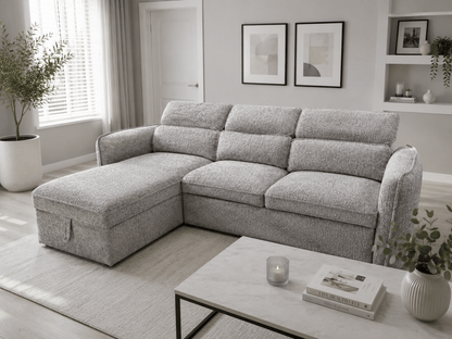 Capri Sofabed Grey Universal Corner boucle - Comfort Furniture