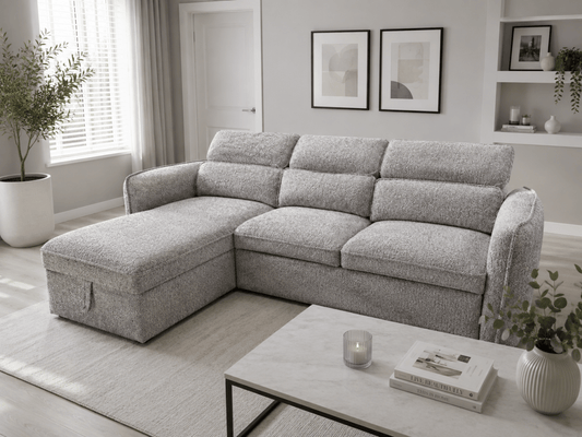 Capri Sofabed Grey Universal Corner boucle - Comfort Furniture
