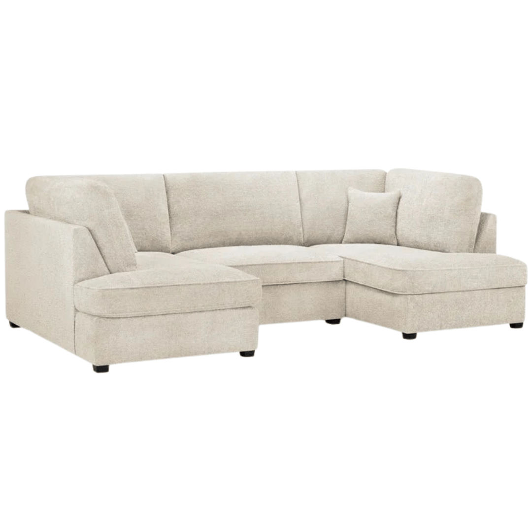 Carnaby Big U-Shape Sofa with Footstool – Linen Beige U-Shape | Comfort Furniture
