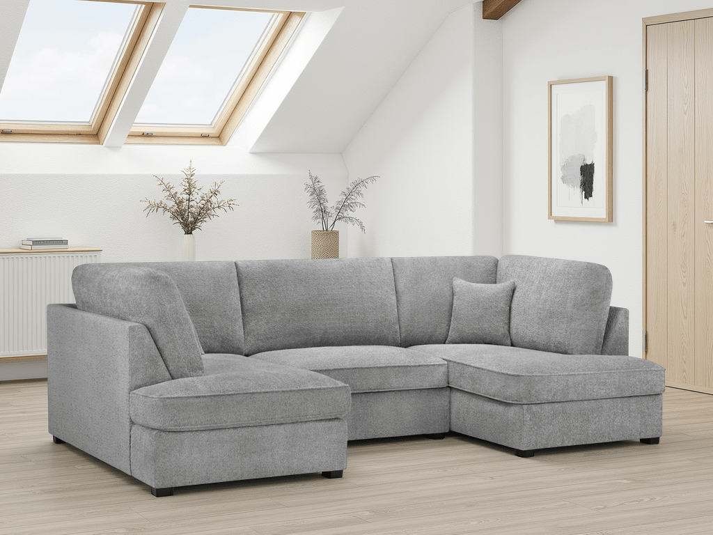 Carnaby Sofa Boucle Grey U Shape Corner - Comfort Furniture