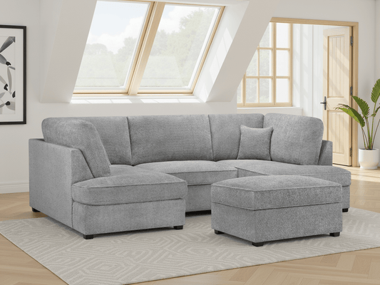 Carnaby Sofa Boucle Grey U Shape Corner - Comfort Furniture